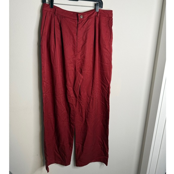 Reformation Women's 12 Red Mason Wide Leg High Rise Trousers Workwear Chic - Picture 2 of 7